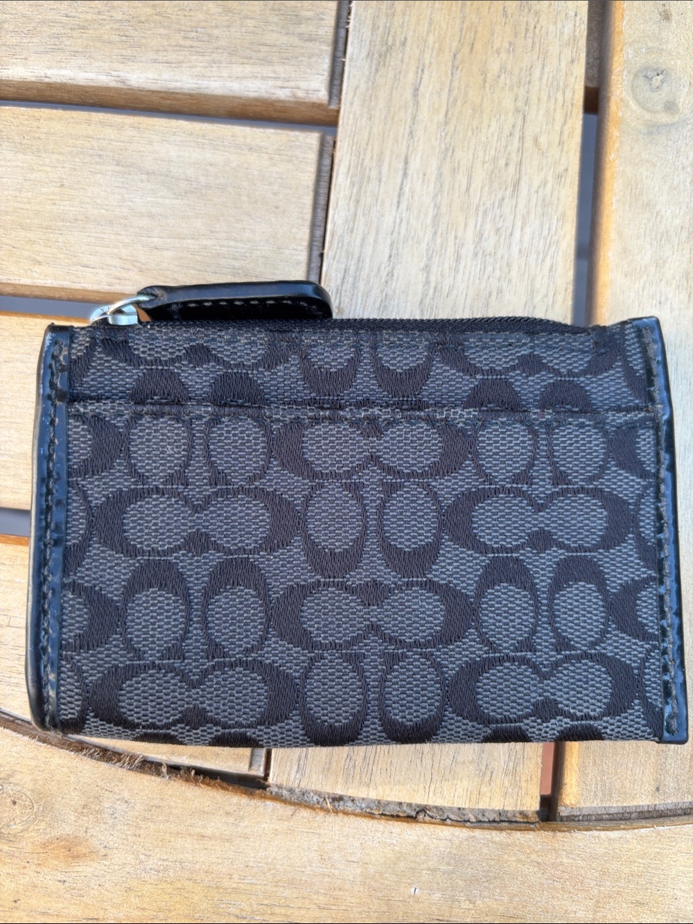 Coach Black Signature Jacquard Card & Key Pouch